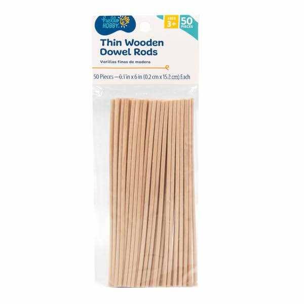 Hello Hobby Wood Dowels, 50-Pack, Size: 50 Pack, Brown