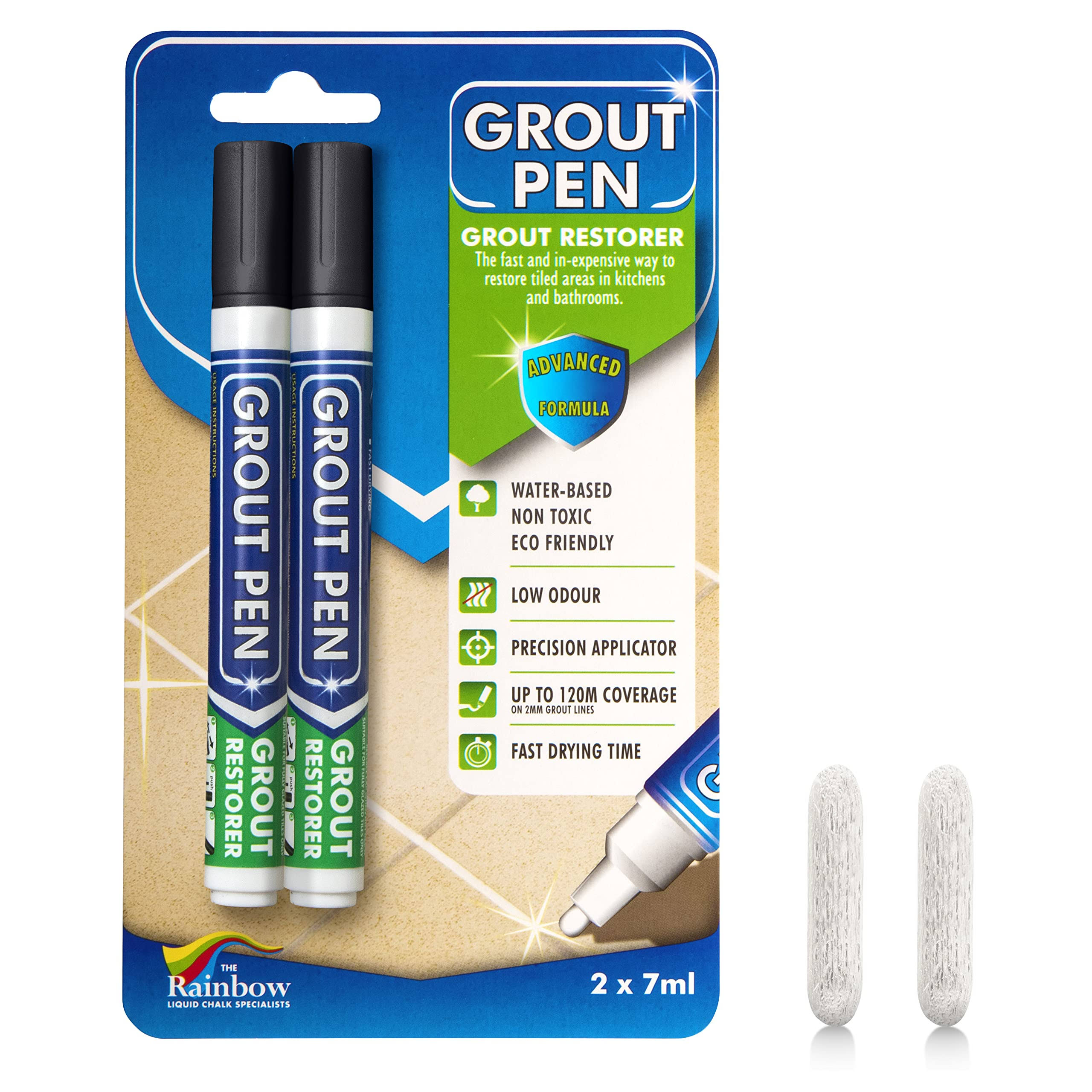 Grout Pen Black Tile Paint Marker: Waterproof Tile Grout Colorant and Sealer Pen Narrow 5mm Tip (2 Pack)