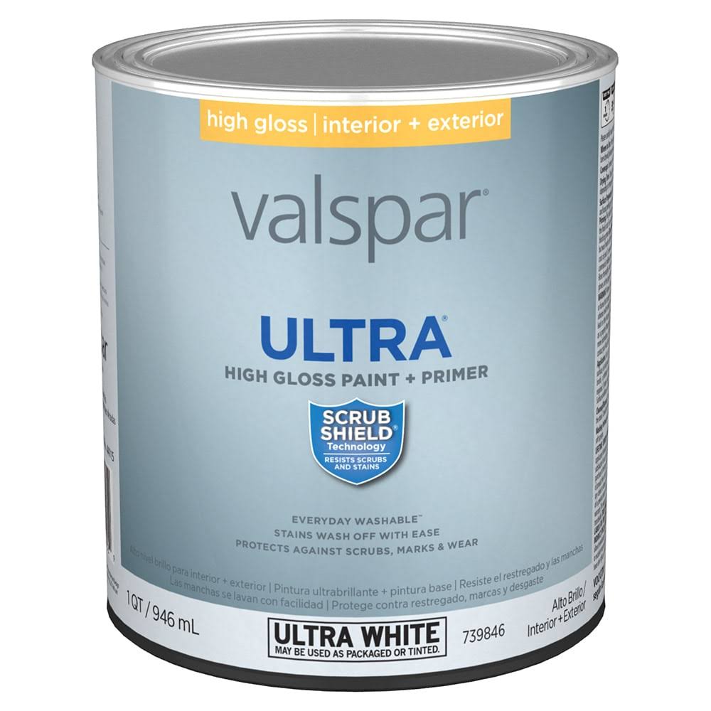 Valspar Ultra High-Gloss Ultra White & Base A Enamel Tintable Interior Paint- 1 qt
