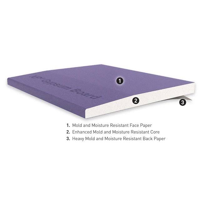 Gold Bond 1/2-in x 4-ft x 8-ft Purple XP Mold Resistant Moisture Resistant Fire Resistant Drywall Panel 50001464