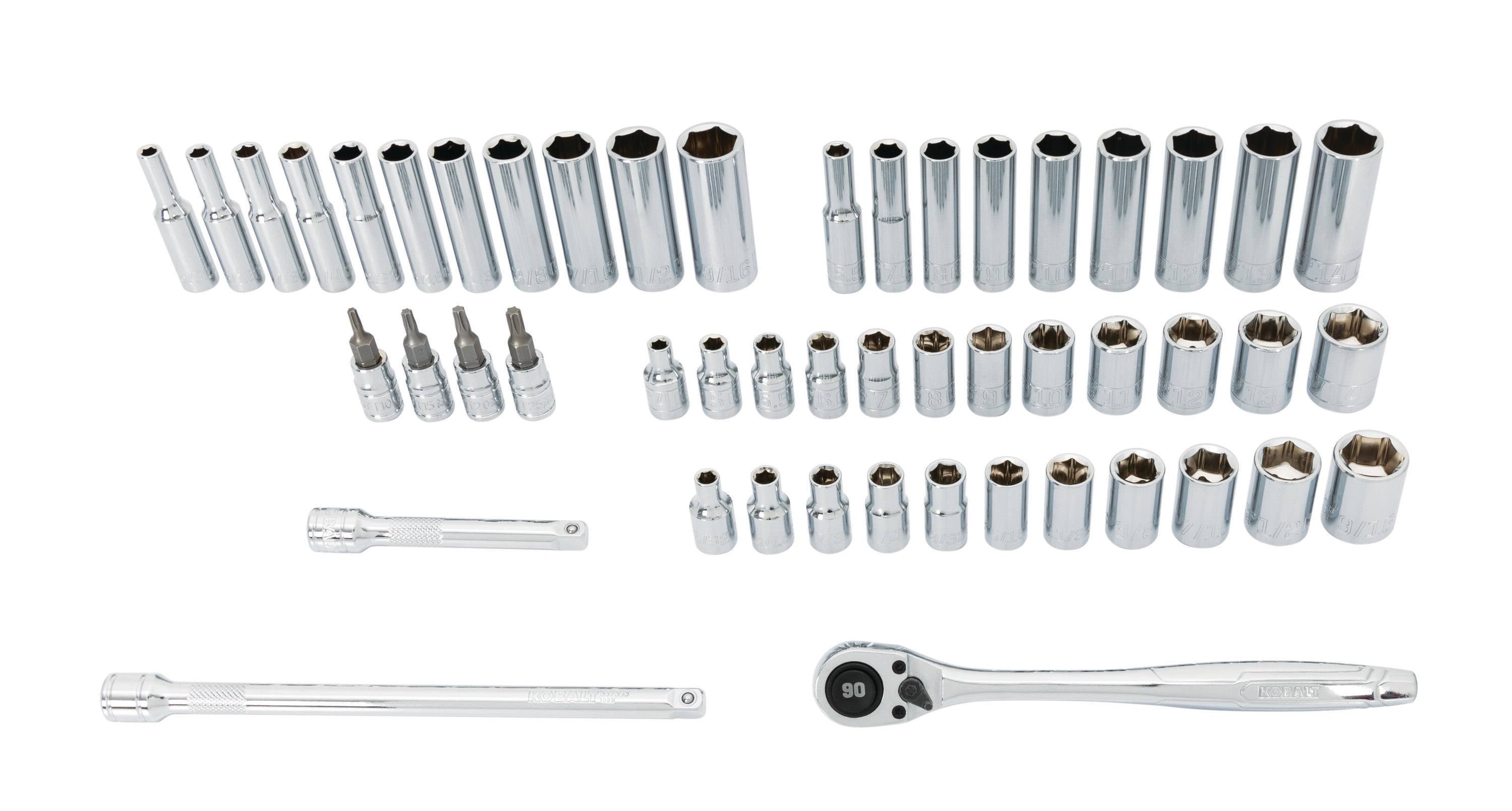 Kobalt 50-Piece Standard (SAE) and Metric Polished Chrome Mechanics Tool Set with Hard Case | 53280