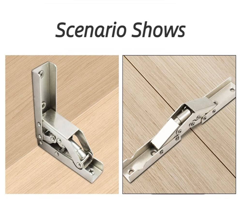 90-Degree Folding Door/Shelf Hinge, Hidden Bracket, Table Holder, Furniture (2-Piece)