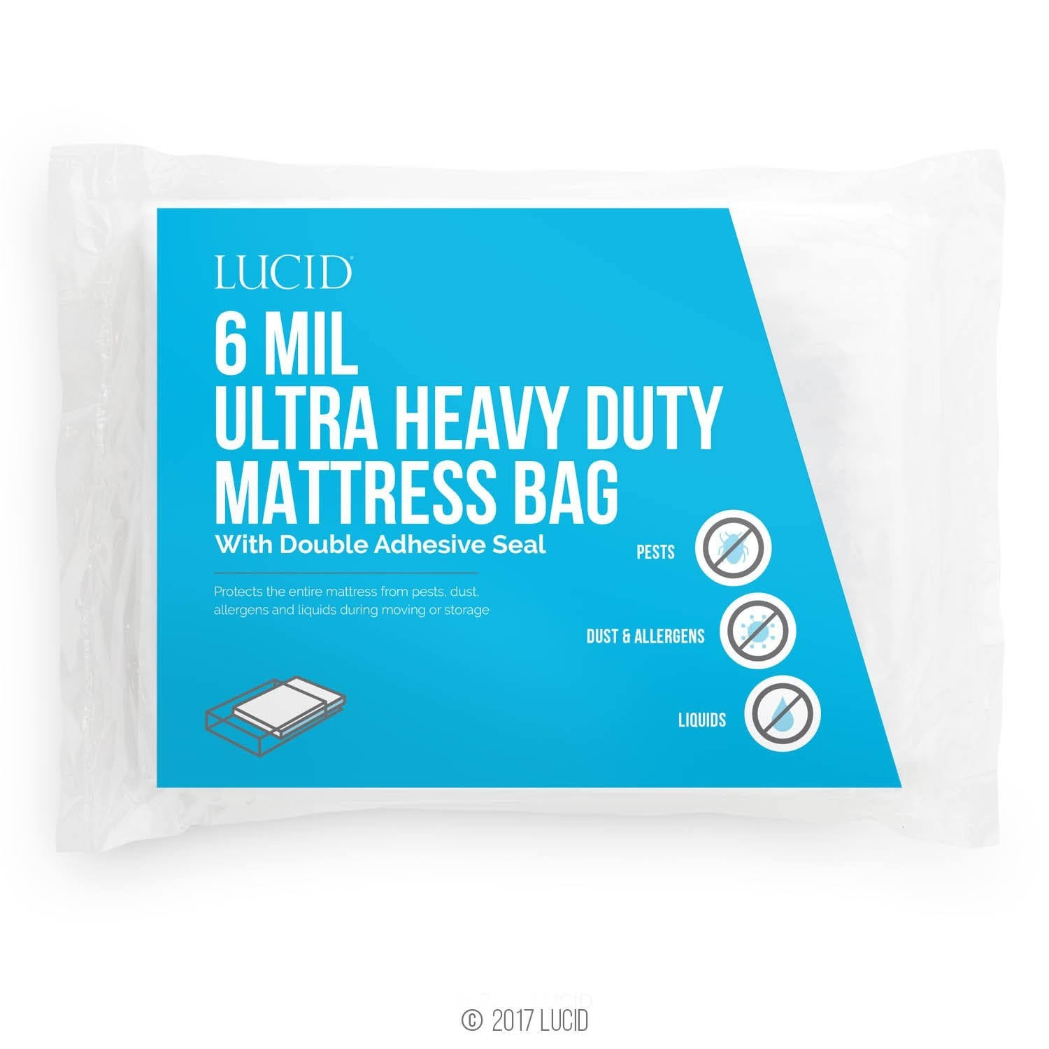 Lucid Storage or Disposal 6 Mil Ultra Heavy Duty Mattress Bag for Moving, Twin XL, Clear