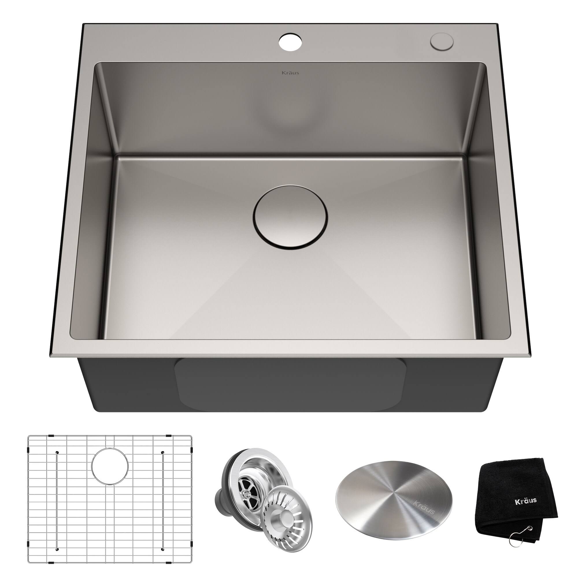 Kraus Standart Pro Drop-In 25-in x 22-in Stainless Steel Single Bowl 2-Hole Kitchen Sink | KHT301-25