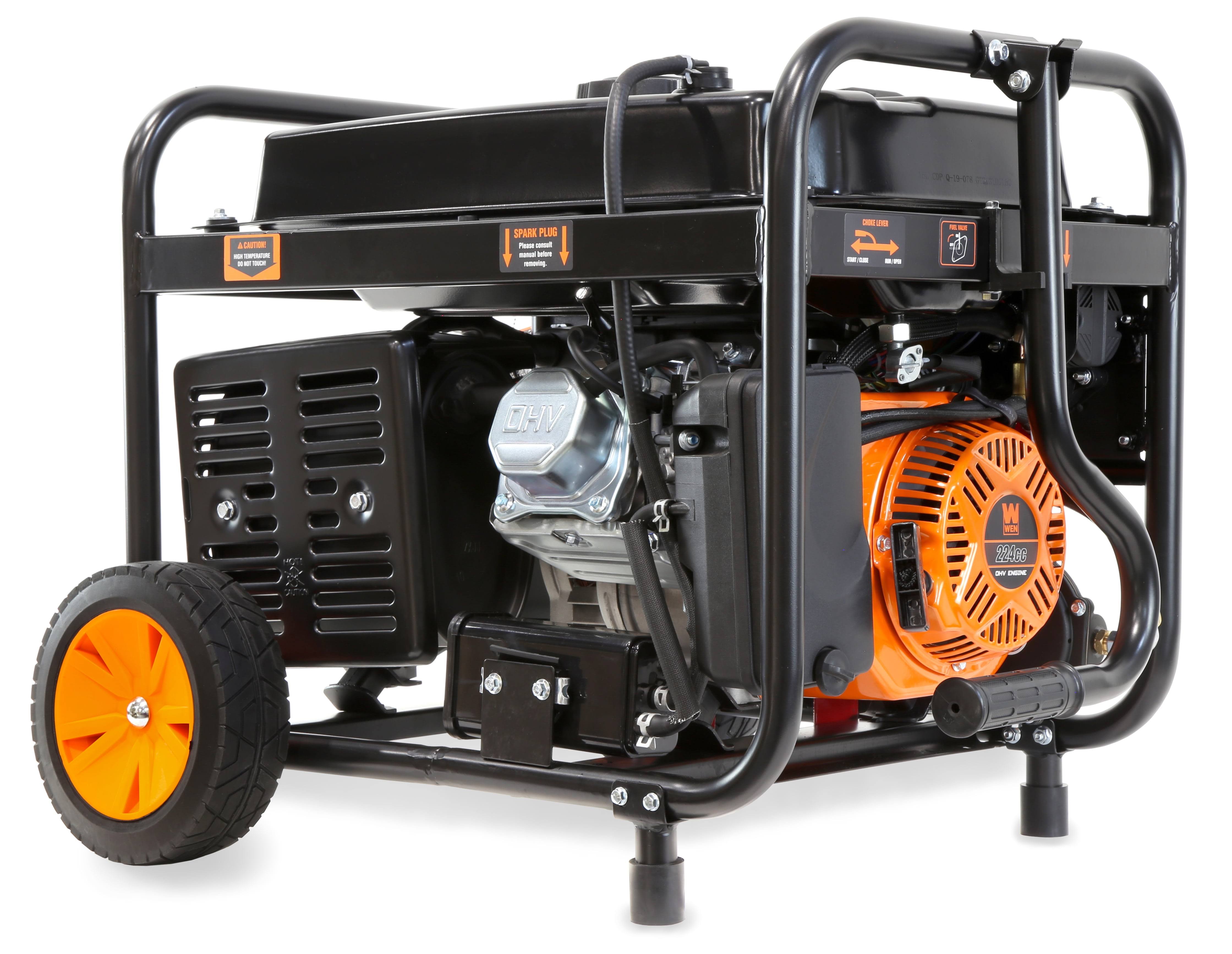 WEN DF475X 4750-Watt 120-Volt/240-Volt Dual Fuel Electric Start Portable Generator with Wheel Kit and Co Shutdown Sensor
