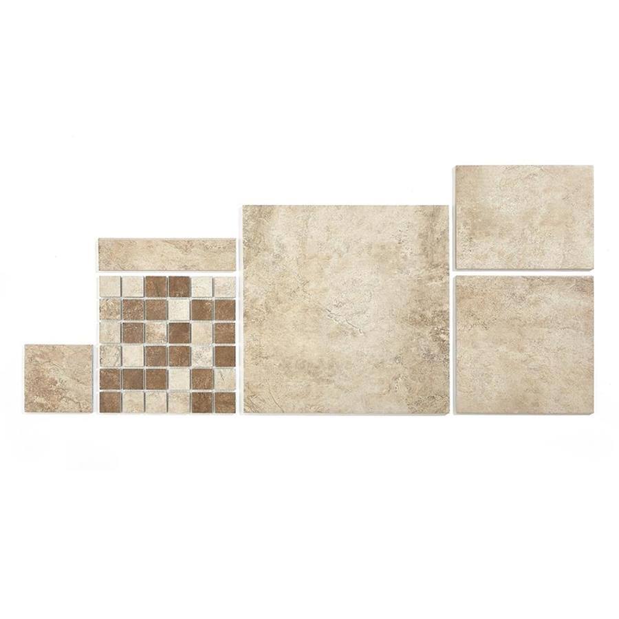 Style Selections Mesa Beige 12-in x 12-in Glazed Porcelain Stone Look Floor and Wall Tile