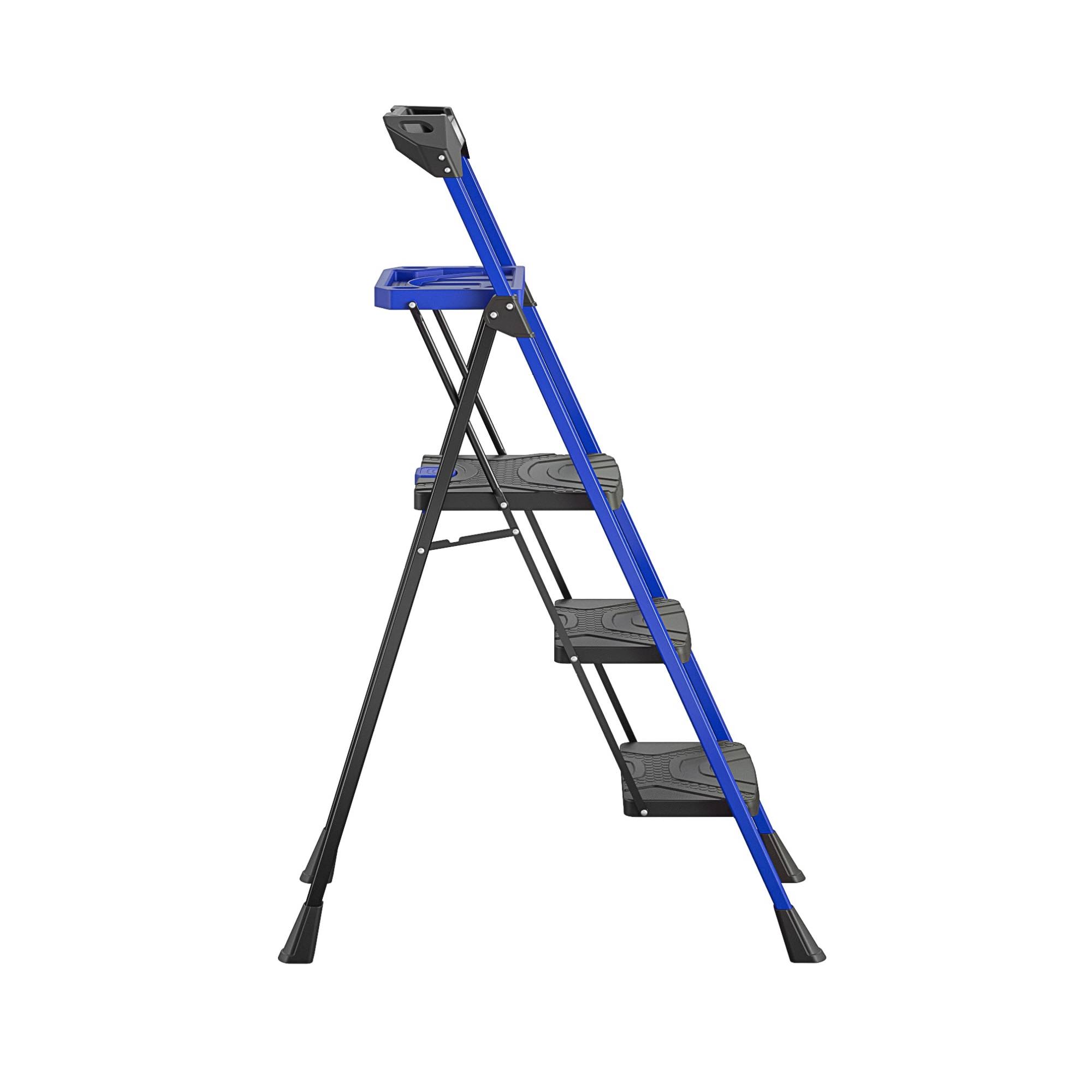 Kobalt 3-Step 300-lb Capacity Black Steel Foldable Step Stool
