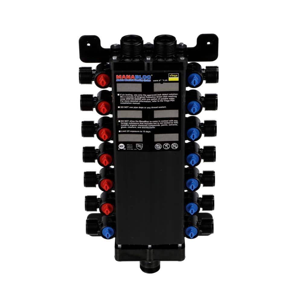 Viega 49610 (14) Port Manabloc Without Port Adapters (6 Hot, 8 Cold)