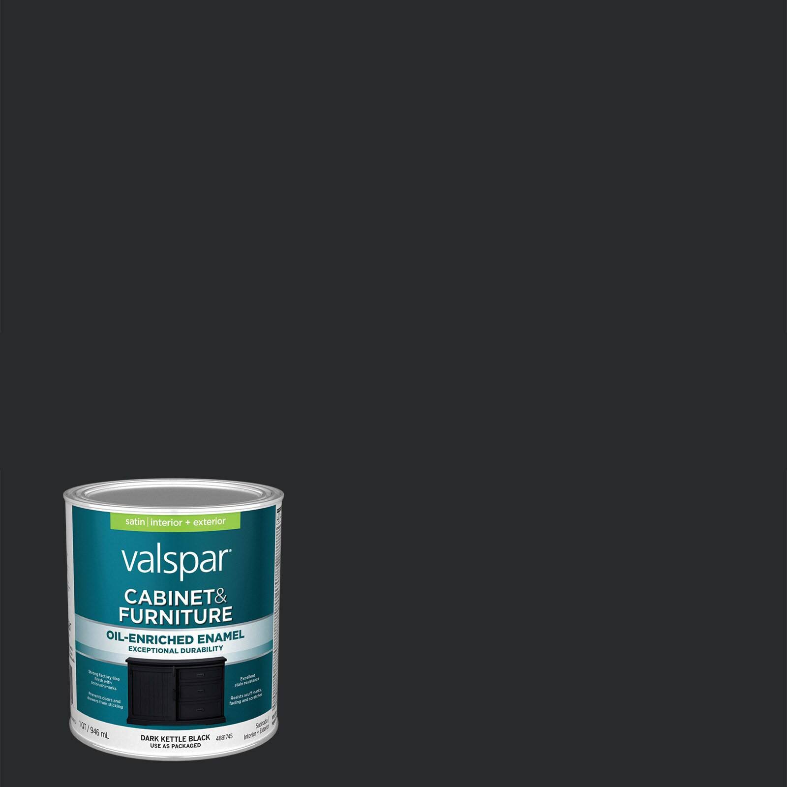 Valspar Satin Cabinet & Furniture Enamel Paint- Dark Kettle Black- 1 qt