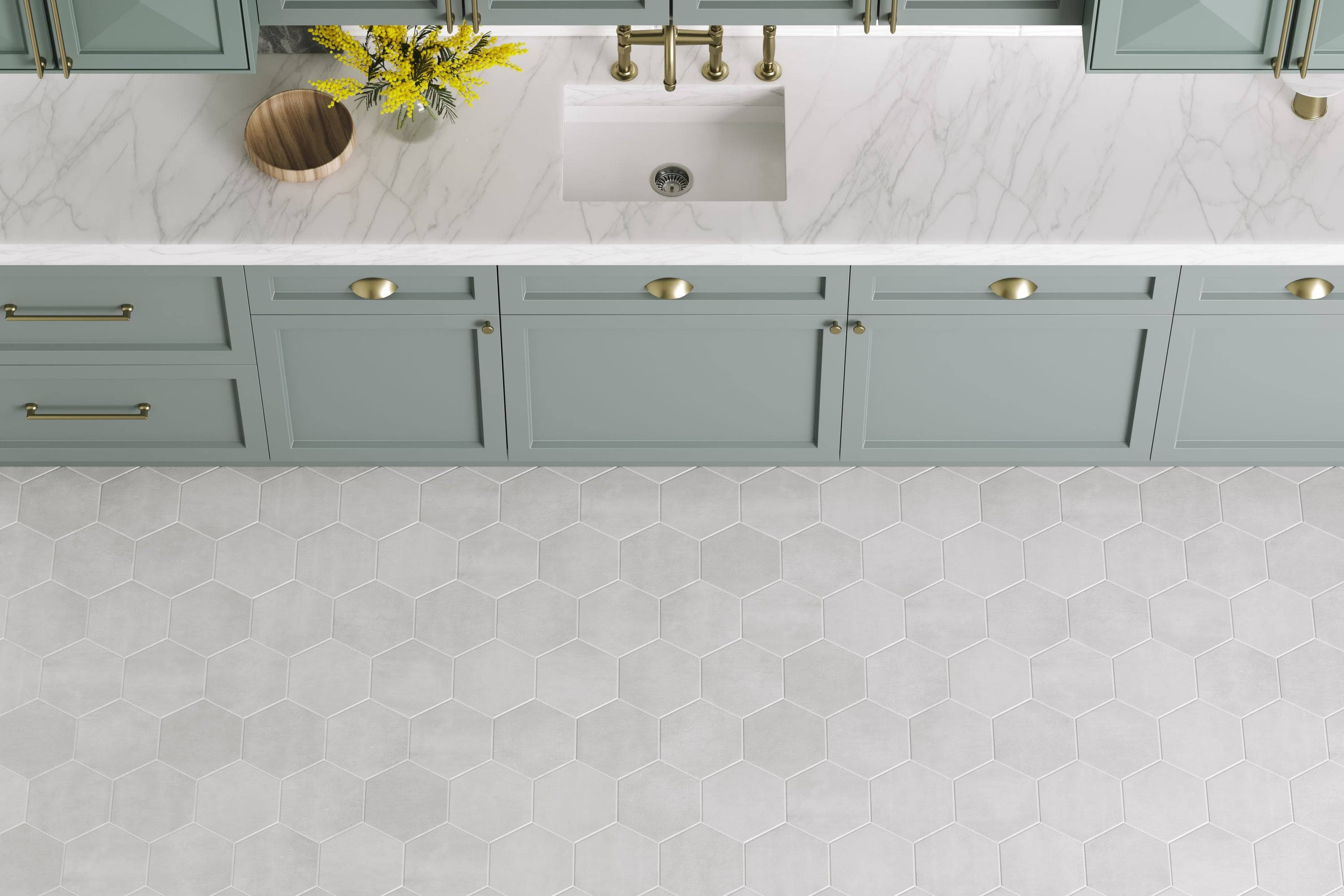 Satori Nouveau Greige Hexagon 7-in x 8-in Matte Porcelain Encaustic Floor and Wall Tile (0.28-sq. ft/ Piece)