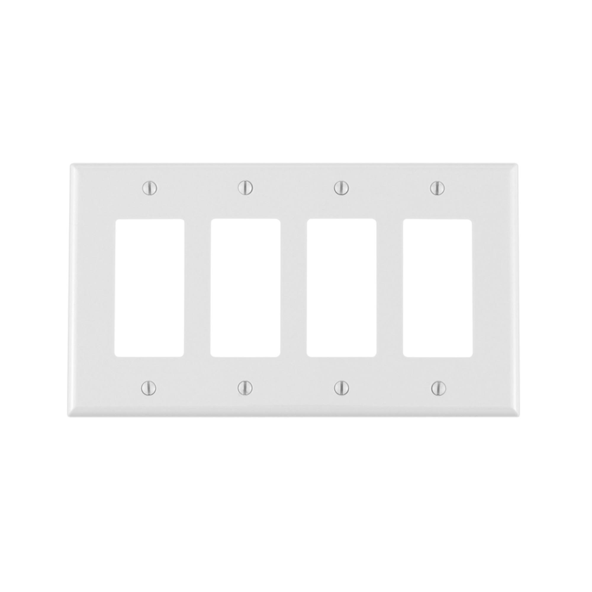 Leviton PJ264-W Decora Wallplate, Midway size, Gang 4, White