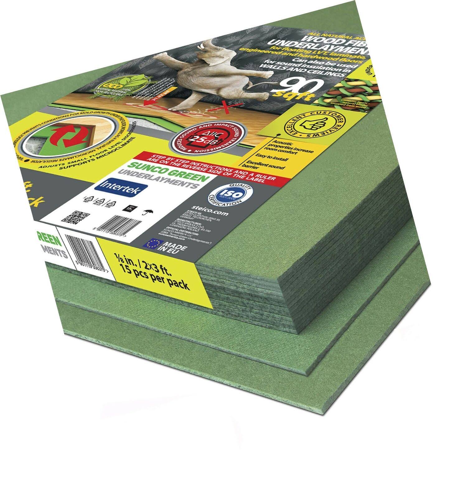 STEICO 3 mm 1/8 inch Wood Fiber Flooring Underlayment for Laminate Vinyl LVT LVP Hardwood Floor 90 Sqft Natural Sound Insulation