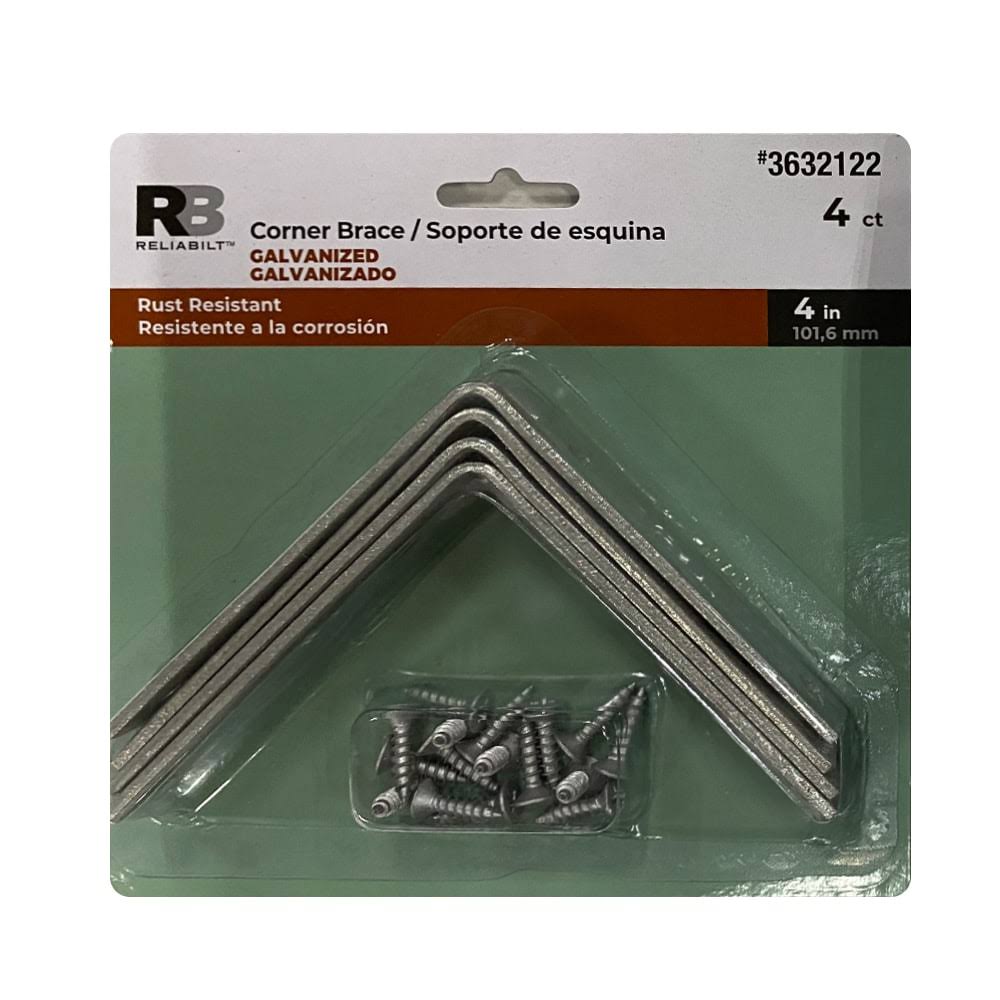 ReliaBilt 6.38-in x 0.875-in x 4-in Steel Corner Brace(4-Pack)