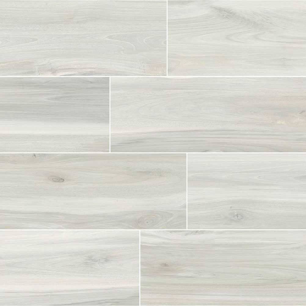 della Torre Birch White 6-in x 24-in Glazed Porcelain Wood Look Floor and Wall Tile (0.97-sq. ft/ Piece)