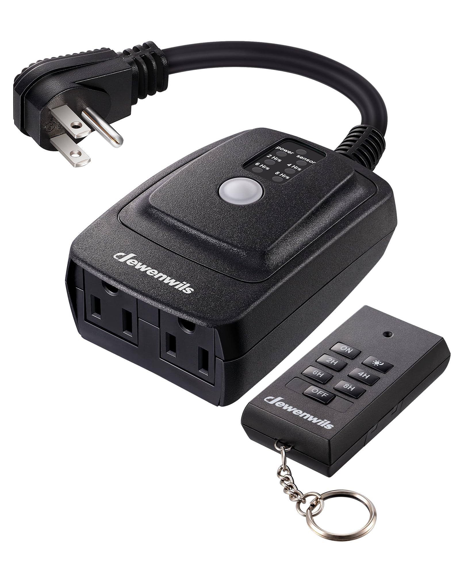 DEWENWILS Outdoor Light Sensor Timer Waterproof, Plug in Timer Switch, 100 ft 2