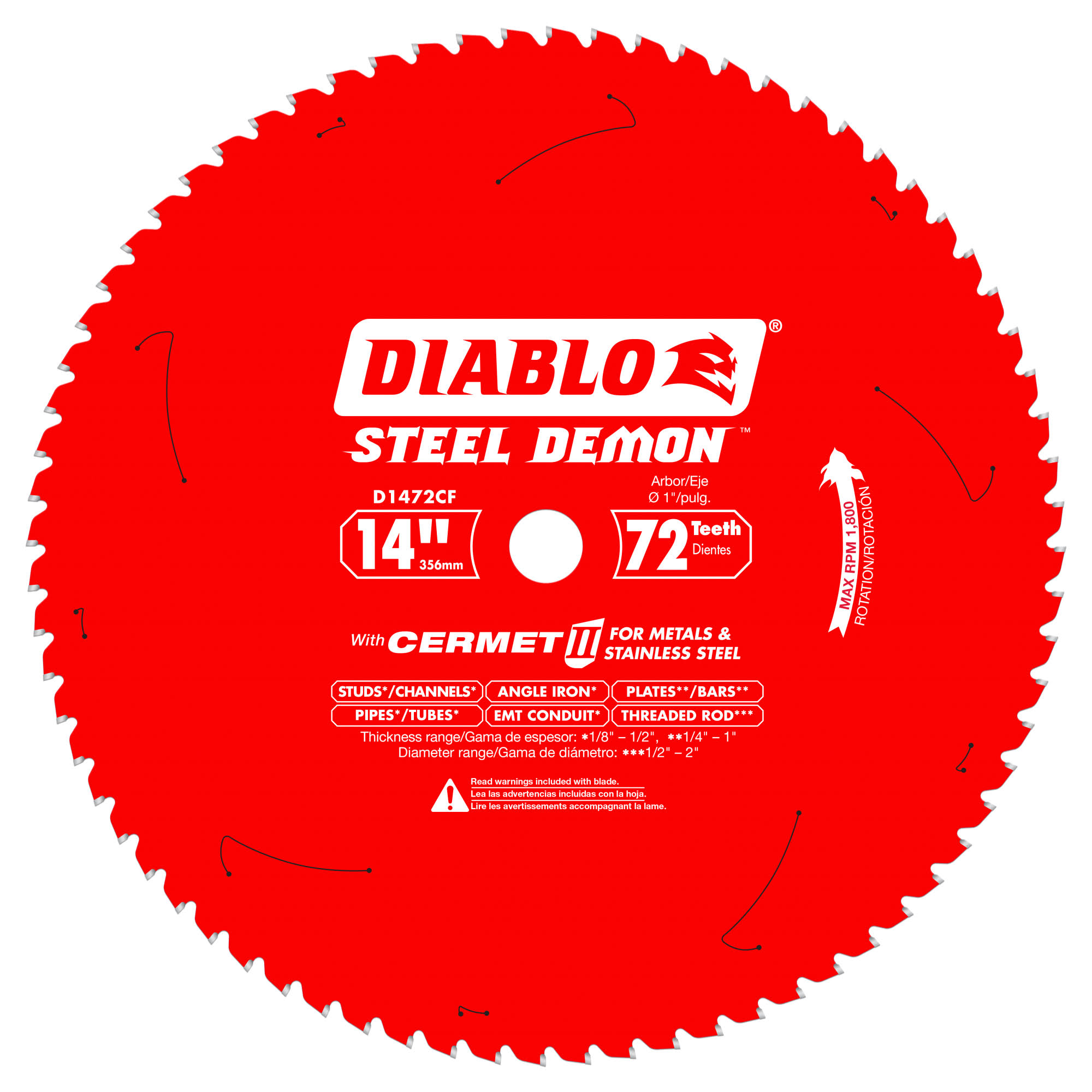 Diablo D1472CF 14 in. x 72 Tooth Steel Demon Cermet II Saw Blade for Metals and Stainless Steel