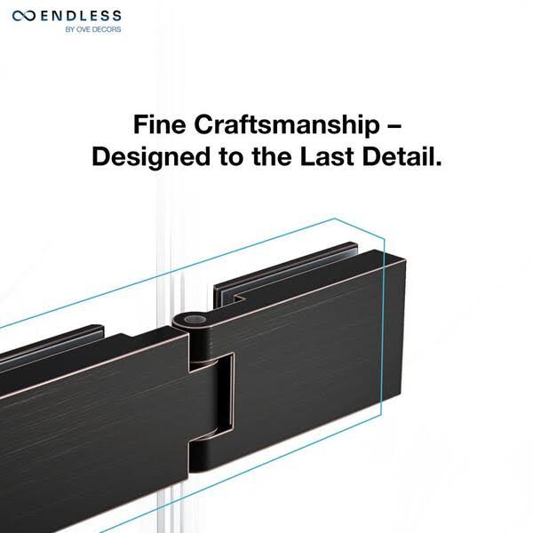 Ove Decors Tampa 92 13/16 in. W x in. H Rectangular Pivot Frameless Corner Shower Enclosure in Orb with Buttress Panel