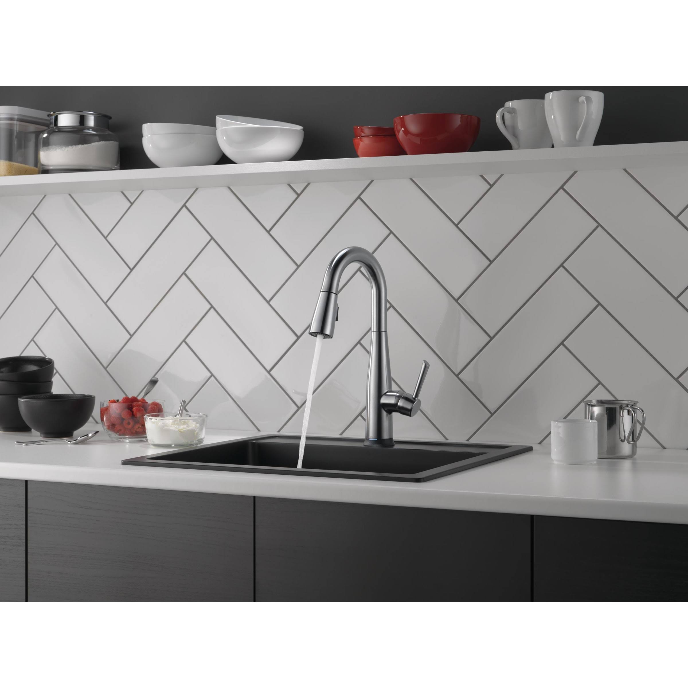 Delta 9913T-AR-DST Essa Single Handle Pull-Down Bar & Prep Faucet with Touch2O Technology- Arctic Stainless