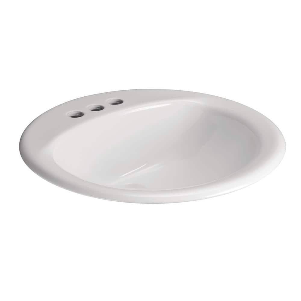 Glacier Bay Drop-In Bathroom Sink in White