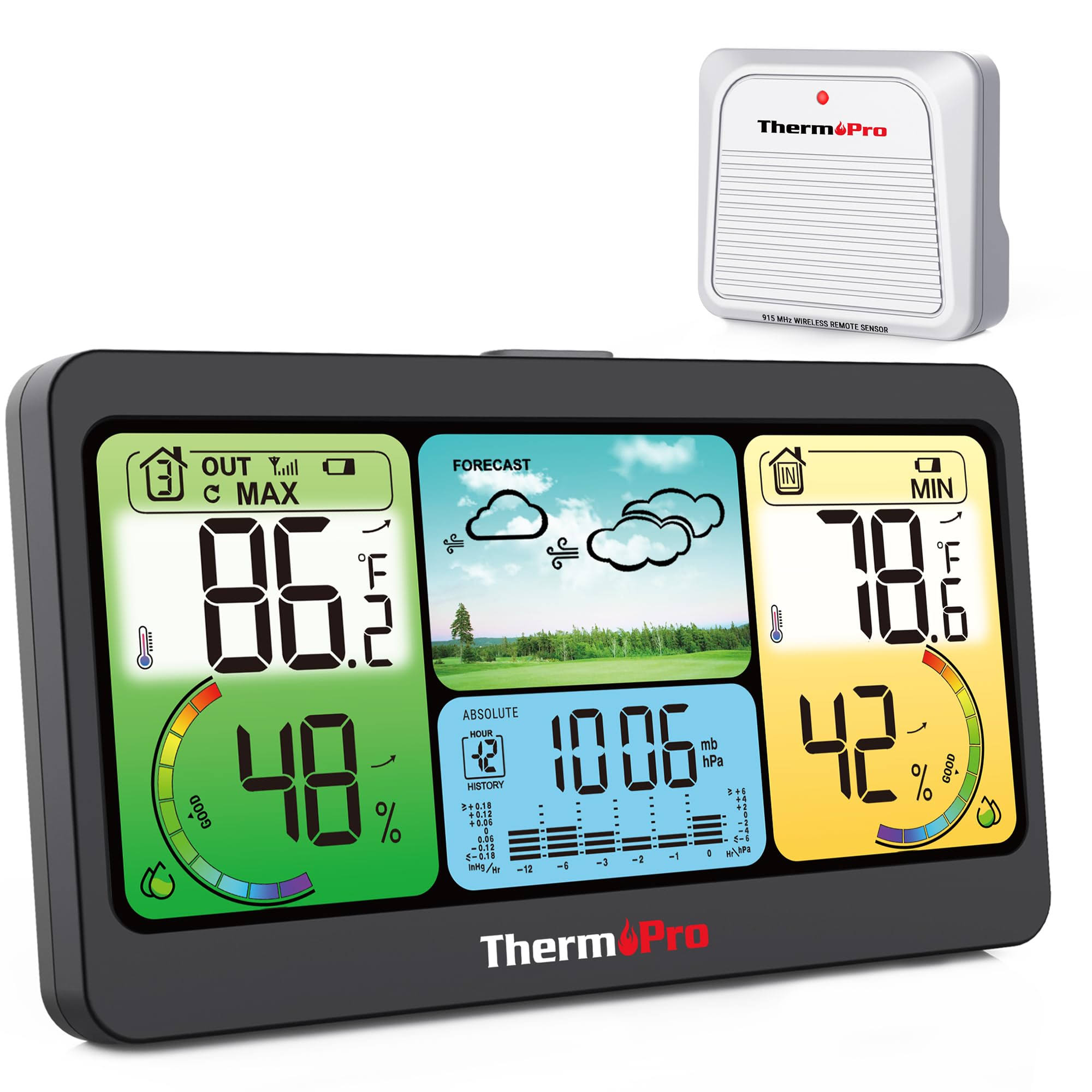 ThermoPro TP280B 1000ft Home Weather Stations Wireless Indoor Outdoor Thermomete
