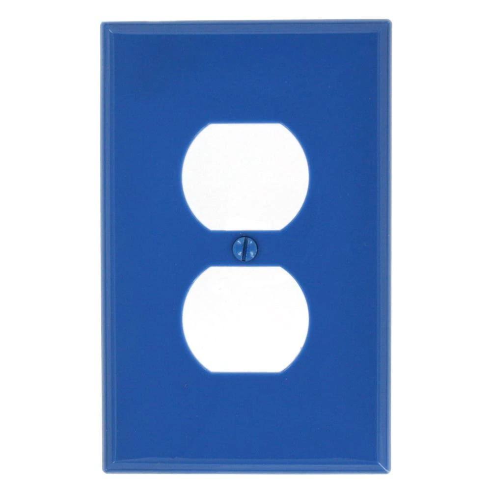 Leviton PJ8-BU 1-Gang Duplex Receptacle Wallplate, Midway size, Blue