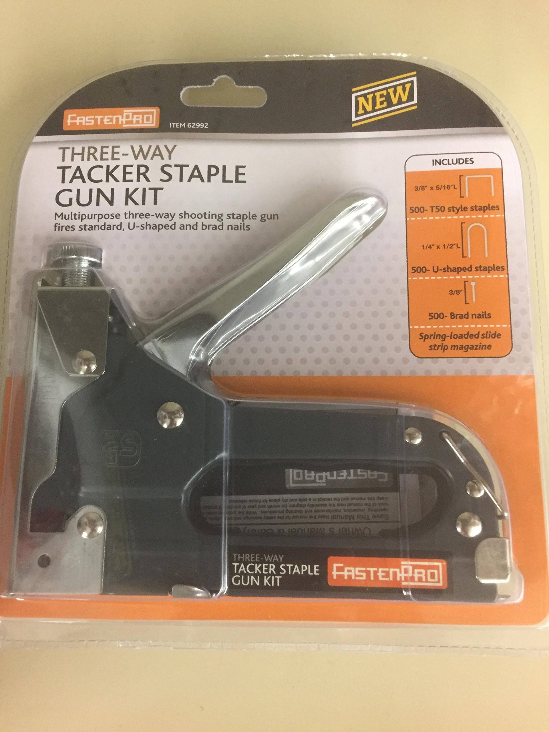 FastenPro Three-Way Tacker Staple Gun Kit 62992