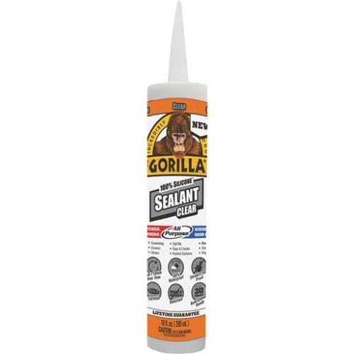Gorilla All-Purpose 100% Silicone Sealant, Clear- 10 fl oz tube