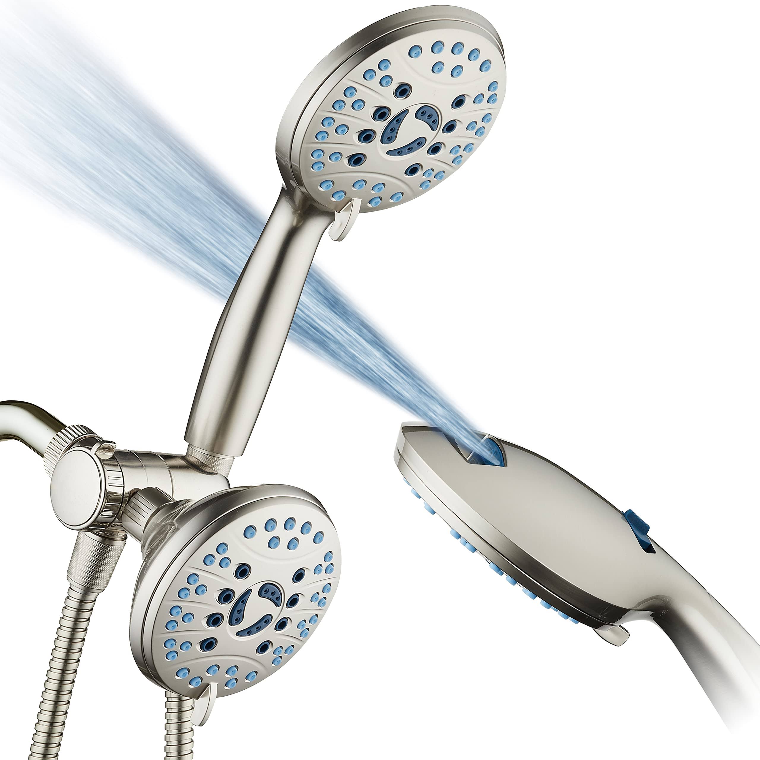 Hotel Spa AquaCare As-seen-on-tv High Pressure 48-Setting Rain & Handheld 3-Way Shower Head Combo- Anti-Clog Nozzles/Tub, Tile & Pet Power Wash/Extra
