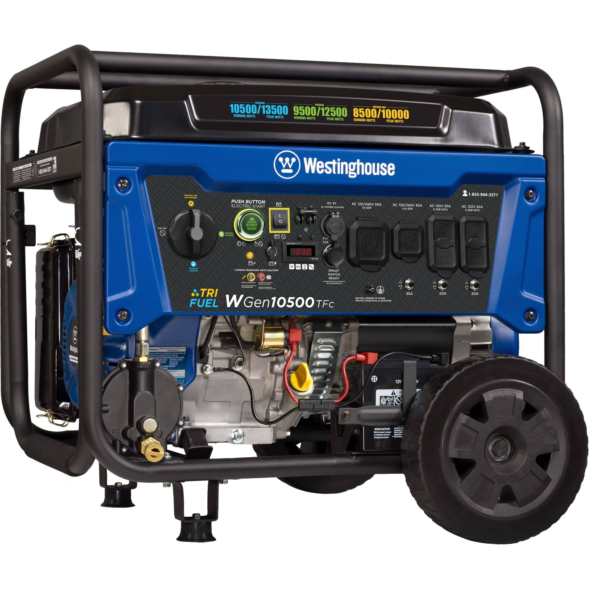 Westinghouse 13,000-peak Watts Tri-Fuel Portable Generator with Co Sensor