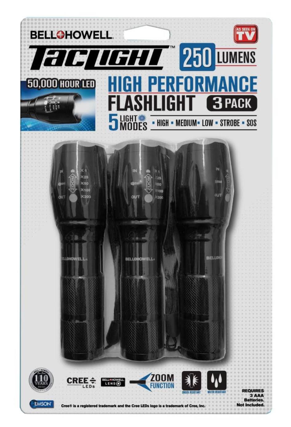 Bell+Howell Taclight Flashlight, High Performance, 3 Pack- 3 flashlight