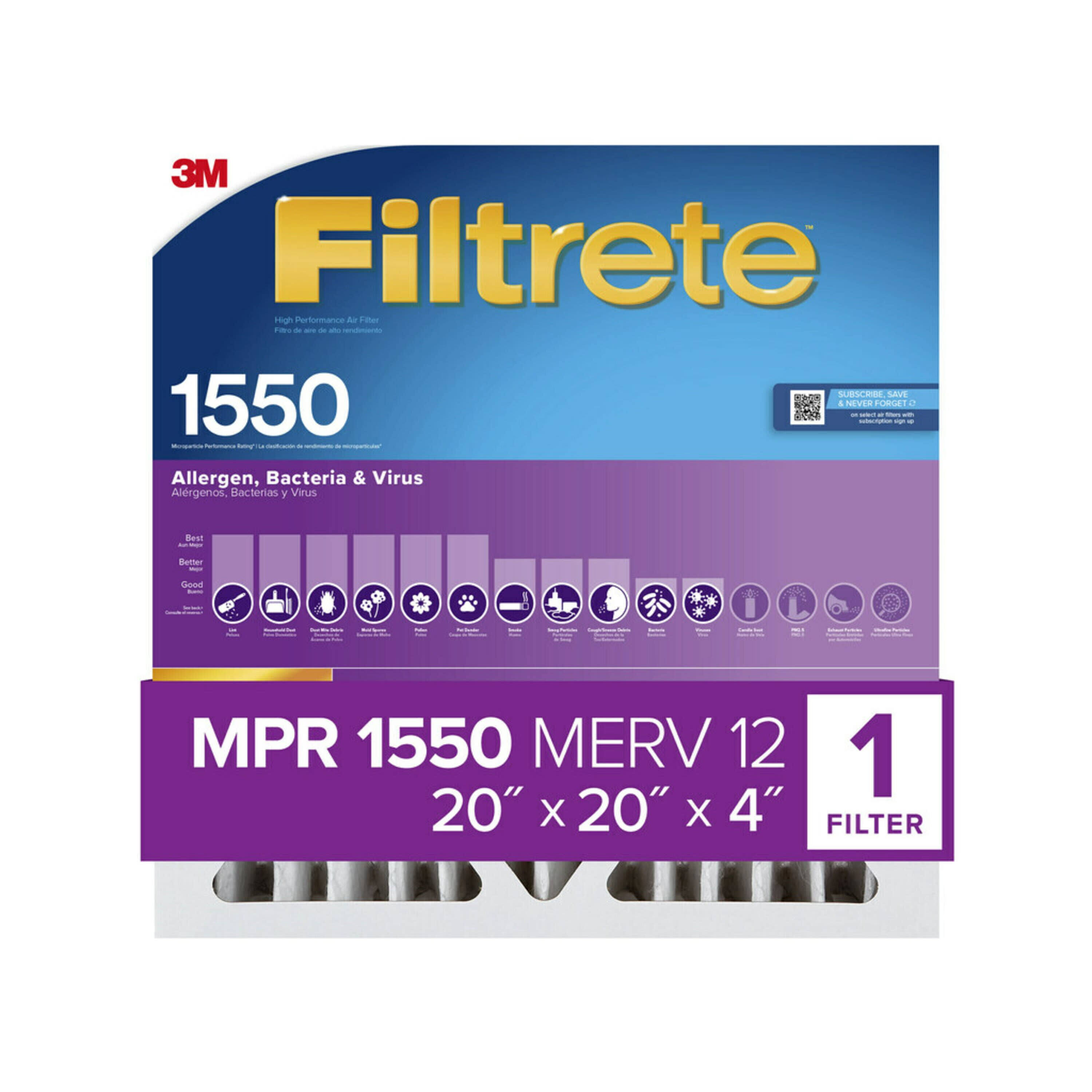 3M Filtrete 1550 Allergen Reduction Filter, 20