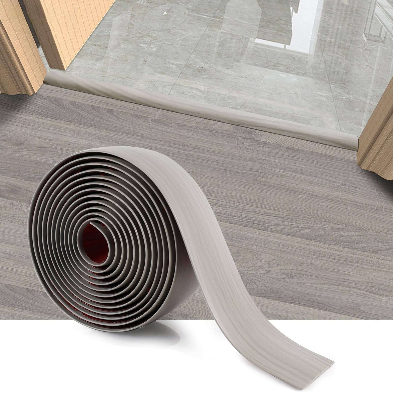 Peunitory Floor Transition Strip, 10 ft Self Adhesive Vinyl Flooring Transition Strips Wood to Tile Floor Divider Strip for Joining Floor Gaps Tiles Carpet