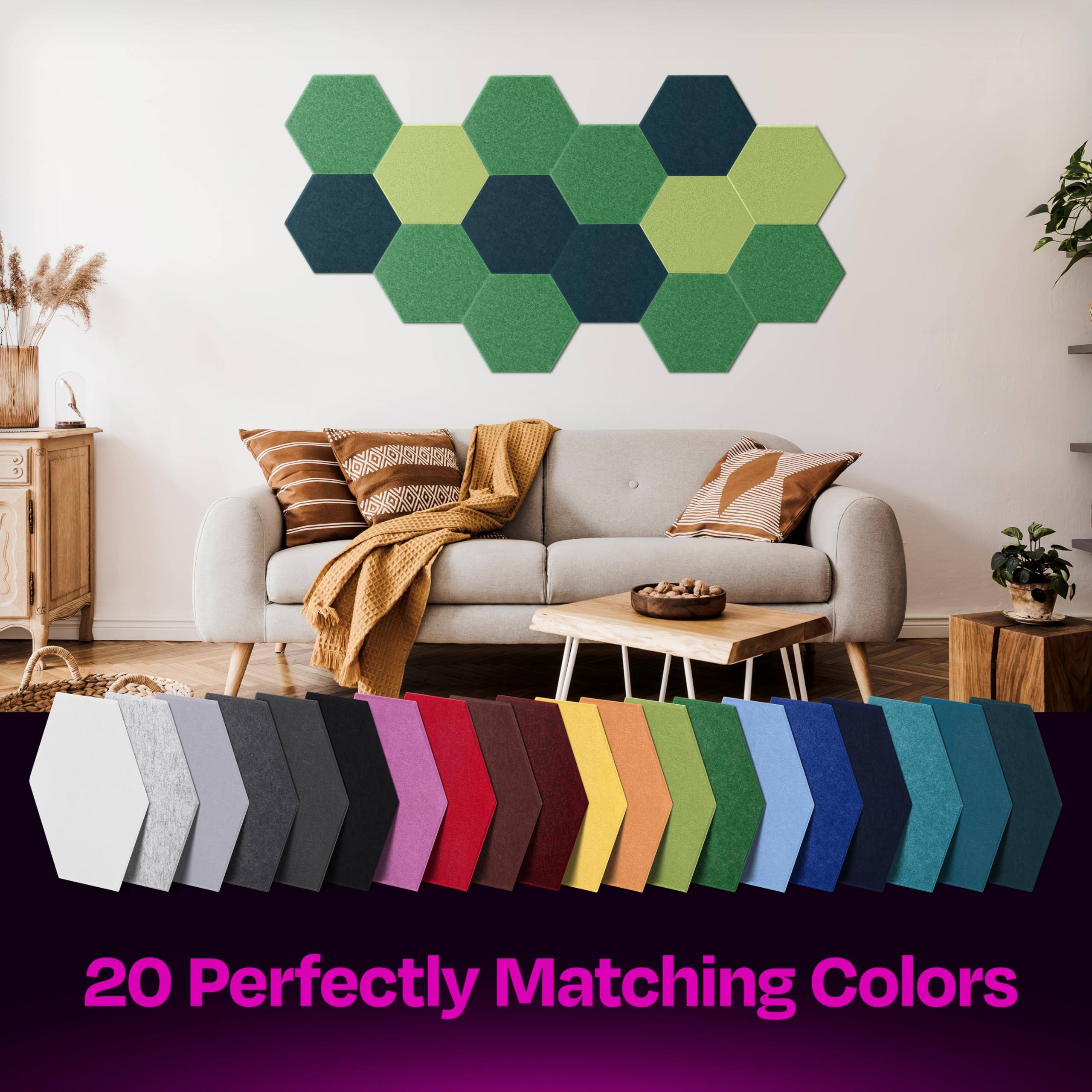 Ekkogo Acoustic Panels 12-Pack Soundproof Wall Panels 12''X10''X0.4'' Sound Panels High Density Sound Dampening Panels- [Dark Green Hexagon]