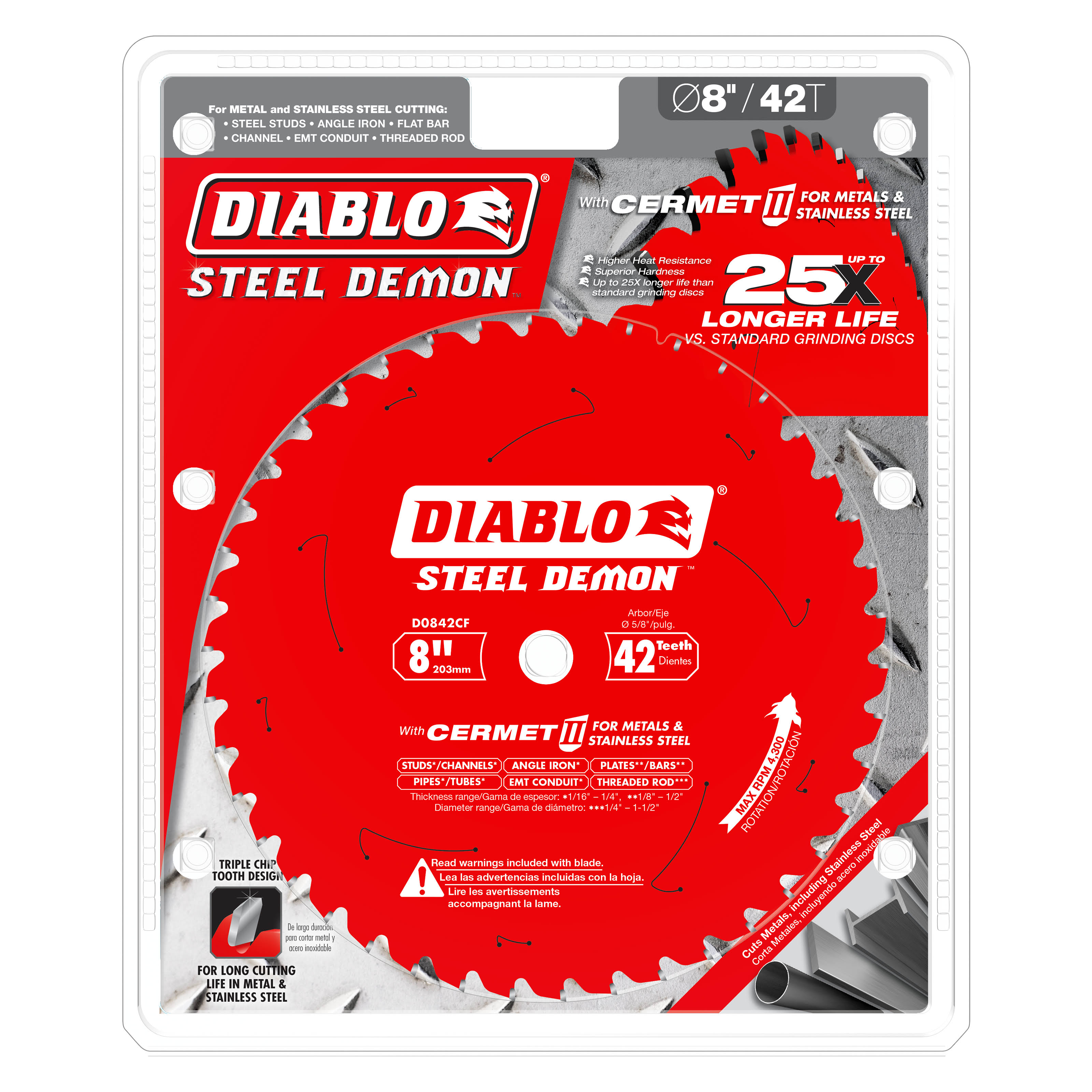 Diablo D0842CF 8 in. x 42 Tooth Steel Demon Metal Cutting Saw Blade