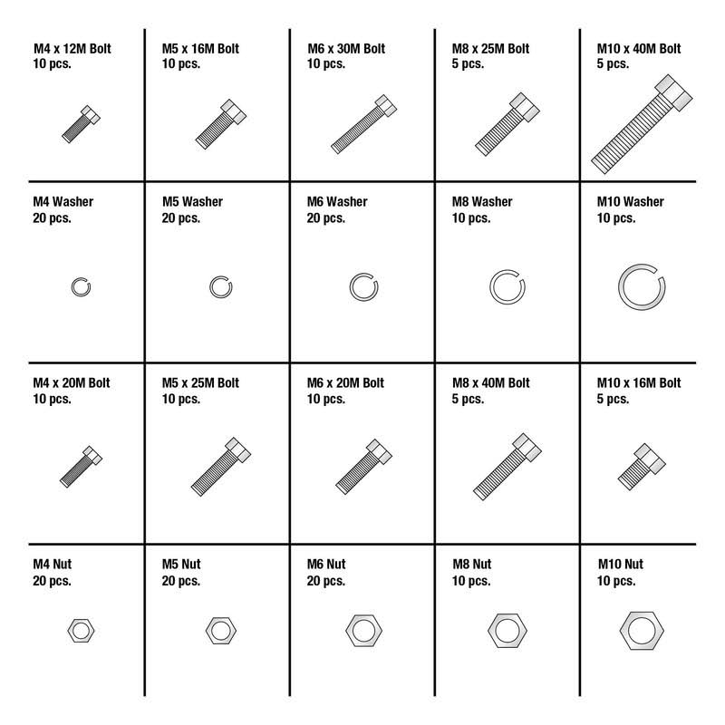Tradespro 836344 Zinc Metric Nut and Bolt Assortment, 240-Piece