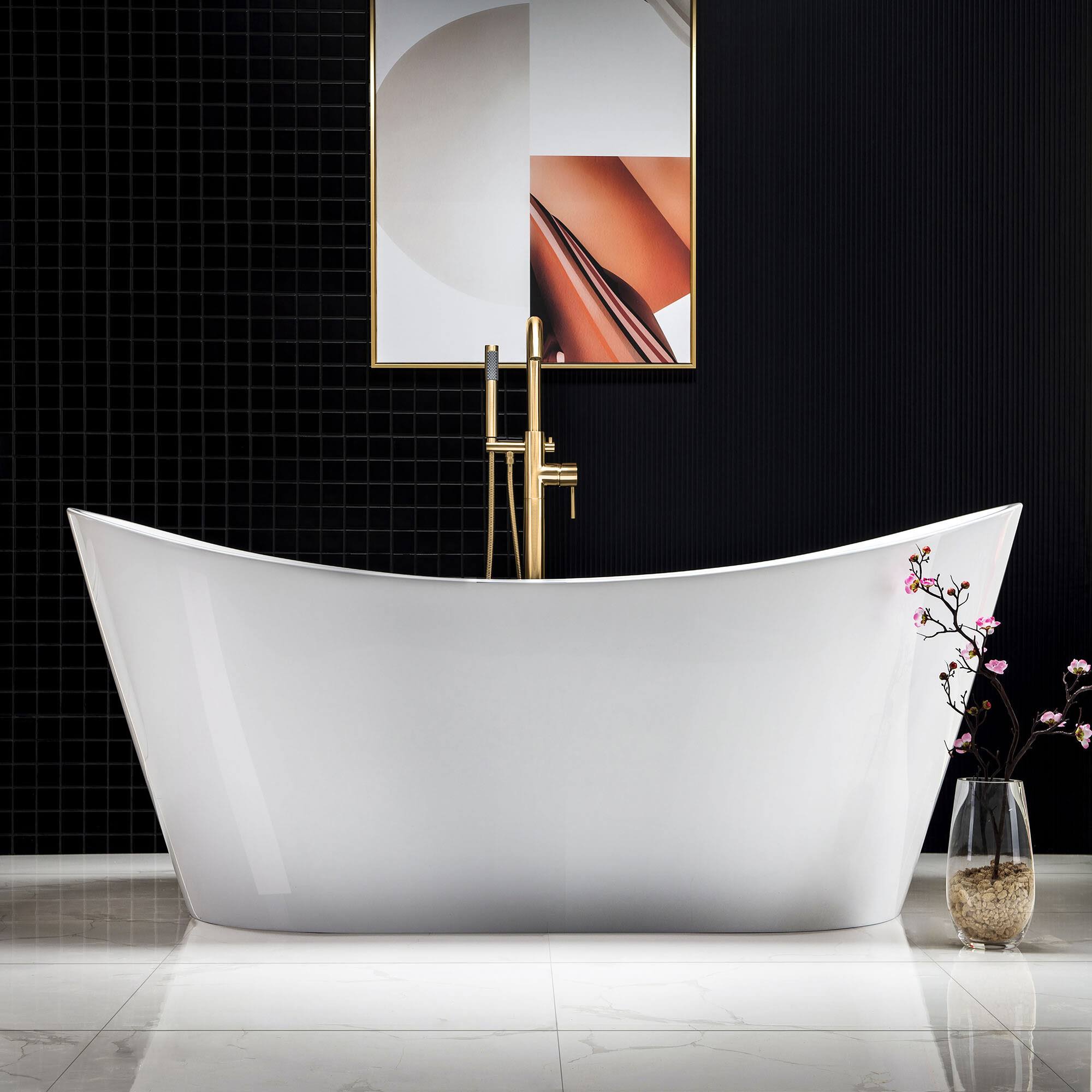 Woodbridge B0010-BG-Drain &O Bathtub, White/Brushed Gold