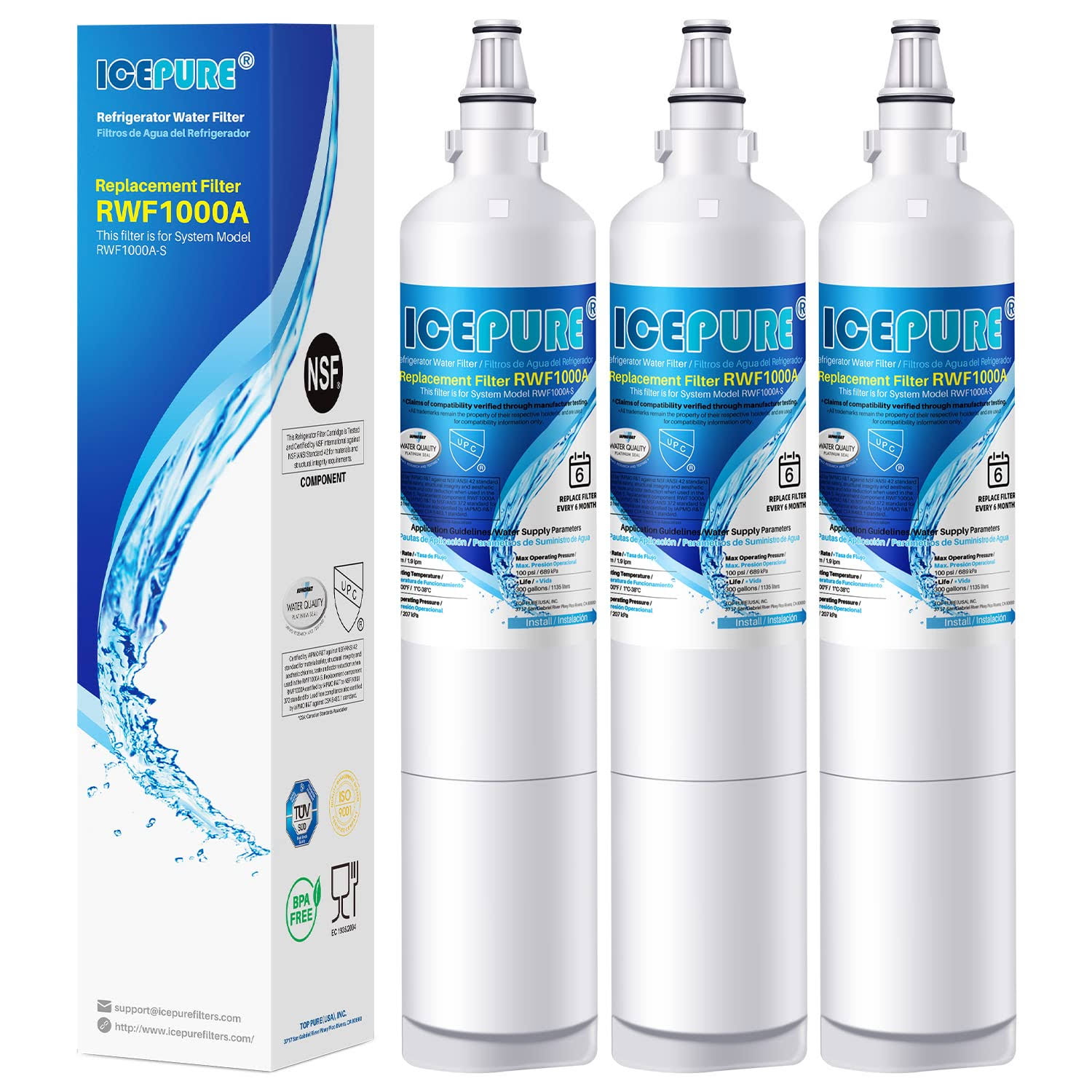 Icepure 5231JA2006A Refrigerator Water Filter Replacement for LG LT600P 5231JA2006B, Kenmore 9990, Kenmoreclear 46-9990,