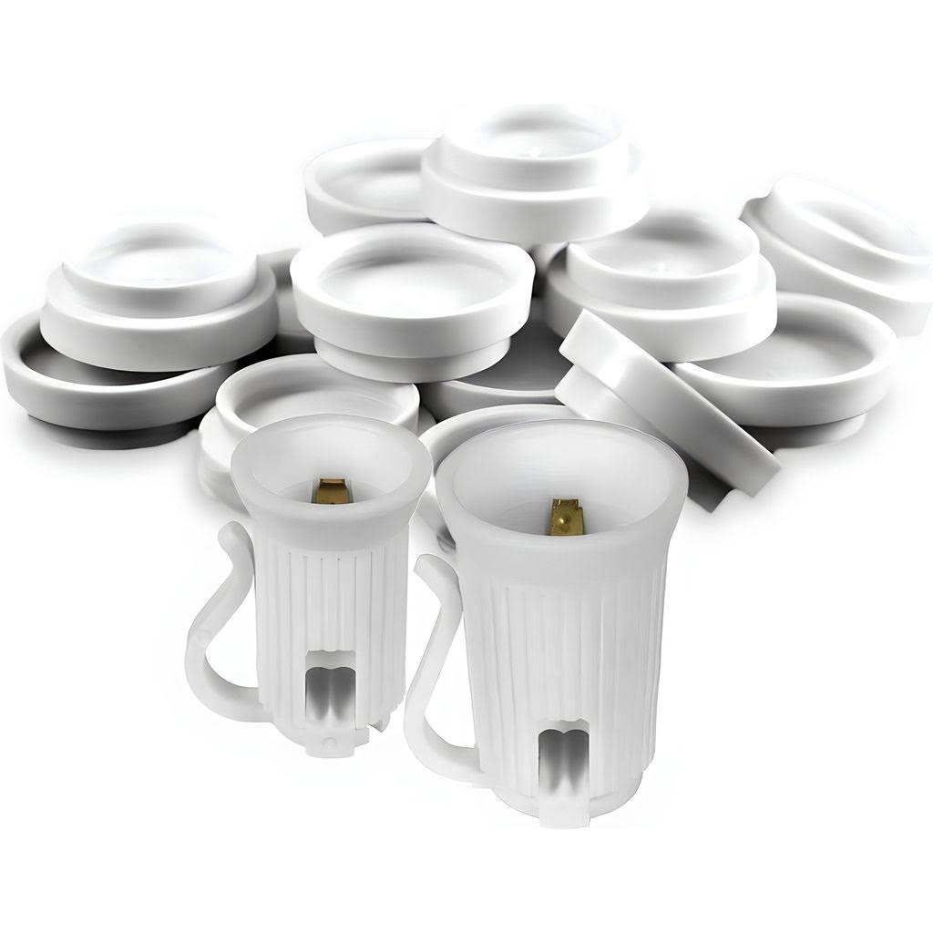 Holiday LiteSource Safe-T Caps Socket Cap Covers for C7 and C9 Bulbs Stringers, White, Pack of Approximately 100