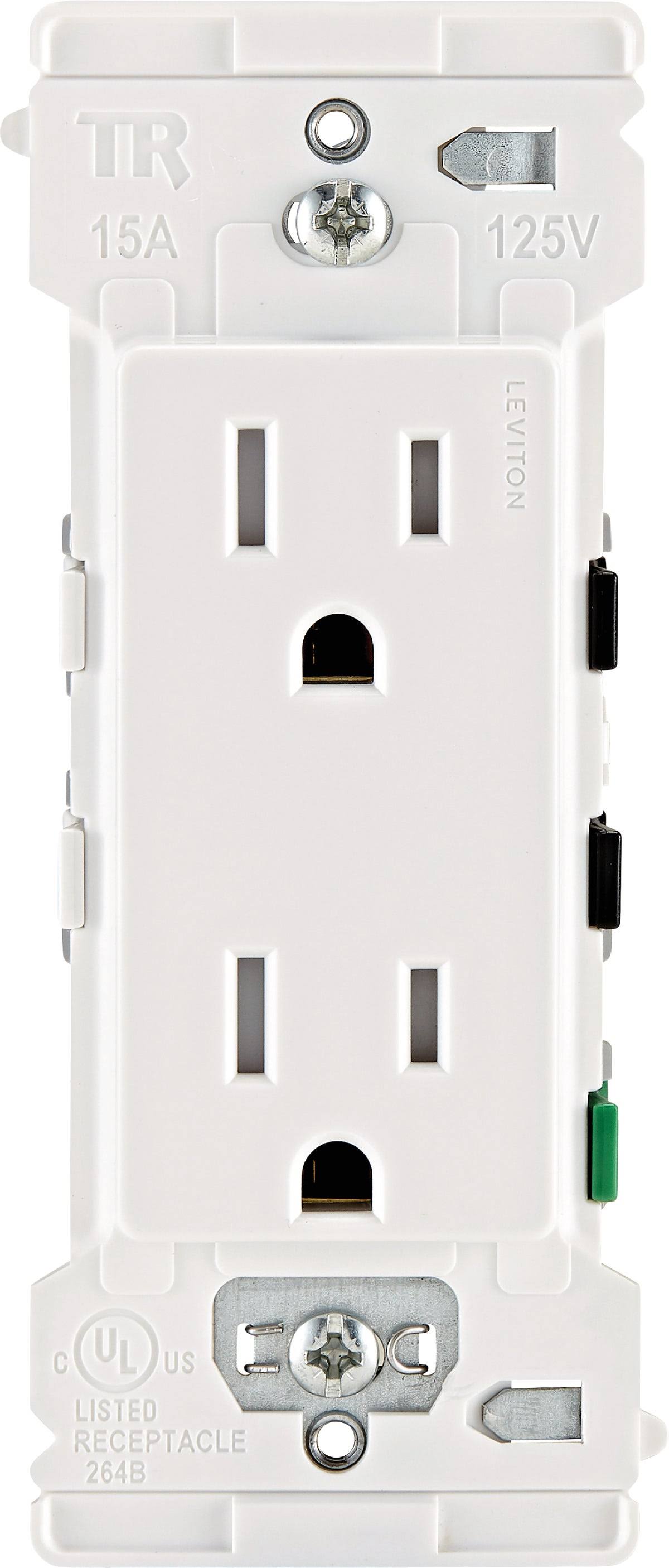 Leviton Decora Edge 15 Amp Tamper-Resistant Duplex Outlet, White