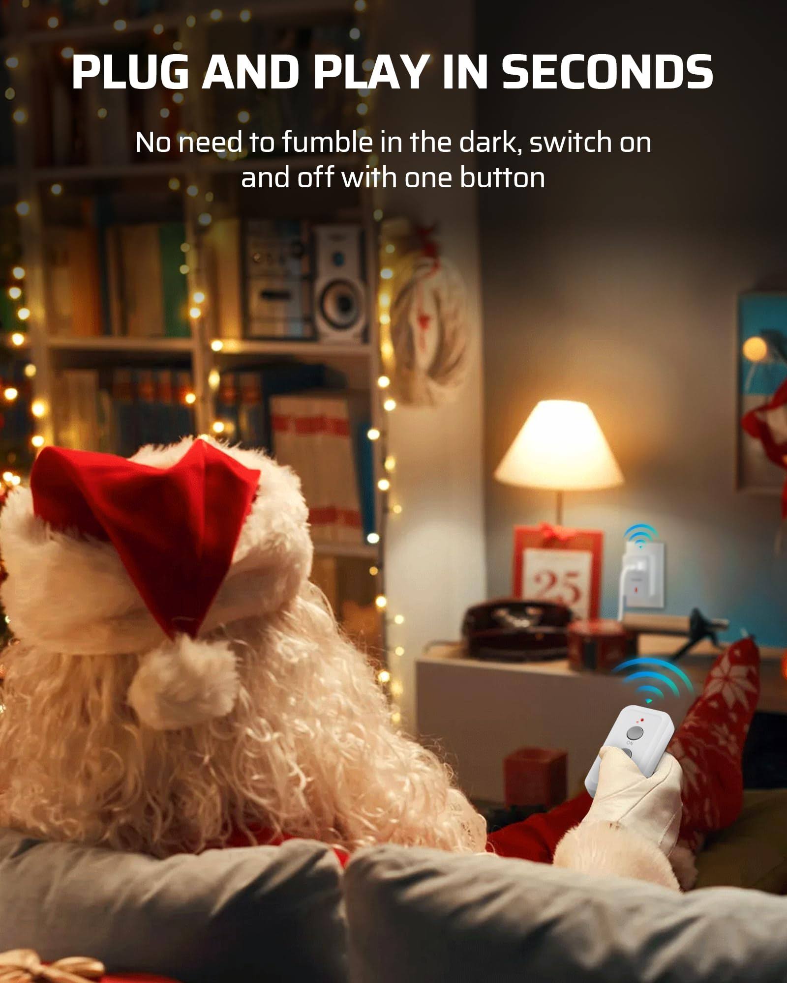 DEWENWILS Indoor Remote Control Outlet, Expandable Remote Light Switch Kit, Wireless on Off Power Switch, 100ft RF Range, Compact Design, White