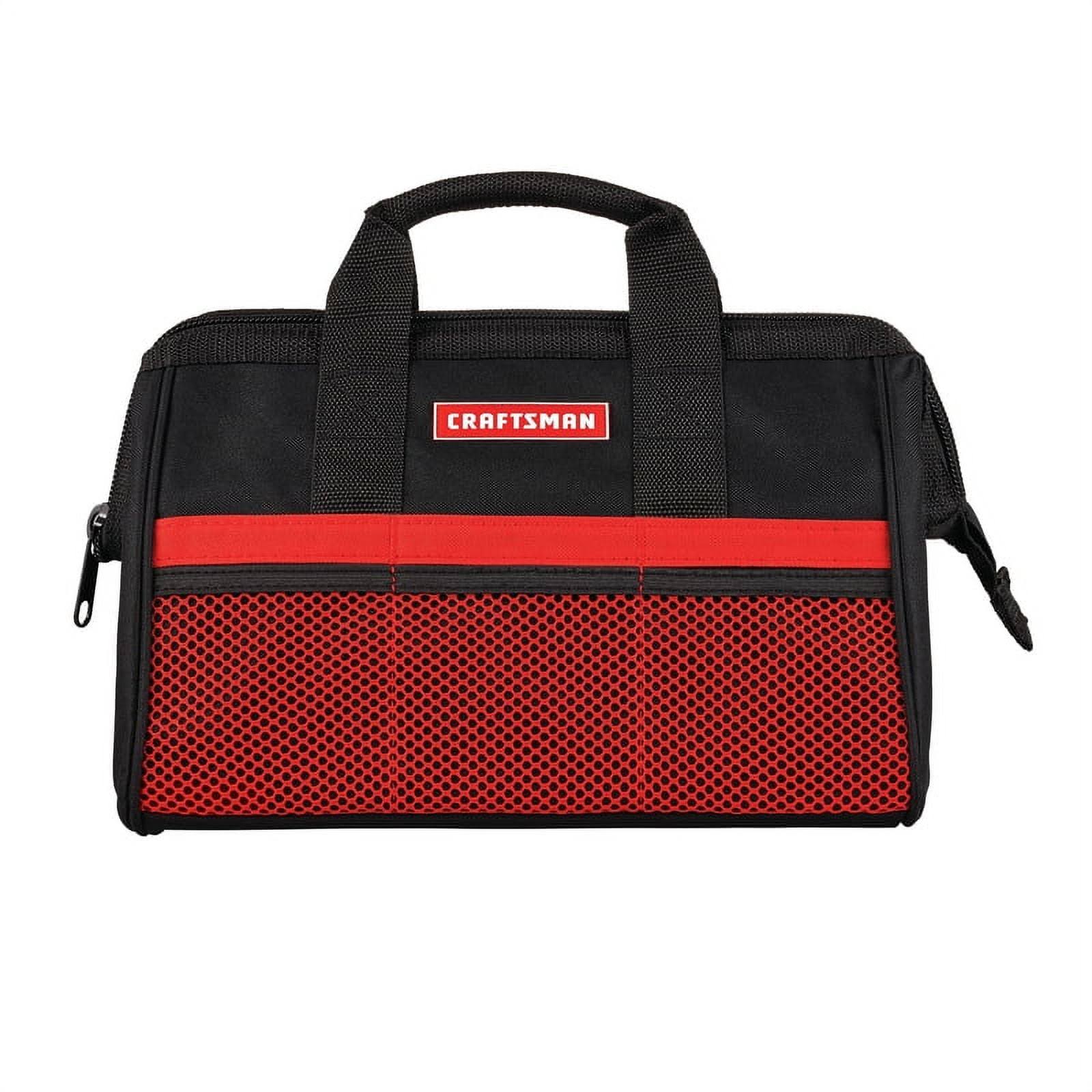 Craftsman 13 in. W x 9.75 in. H Wide Mouth Tool Bag 6 Pocket Black/Red