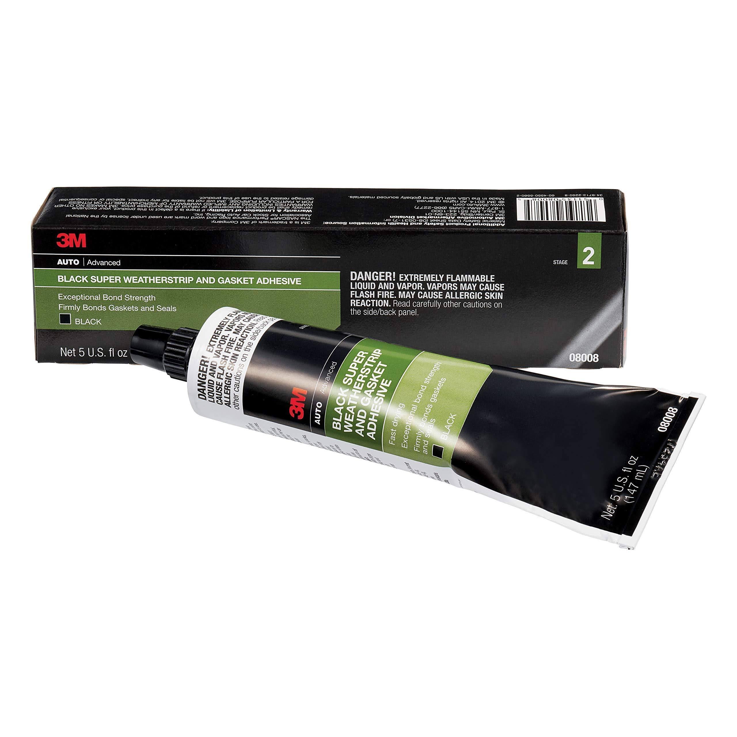 3M 08008 Black Super Weatherstrip Adhesive Tube- 5 oz.