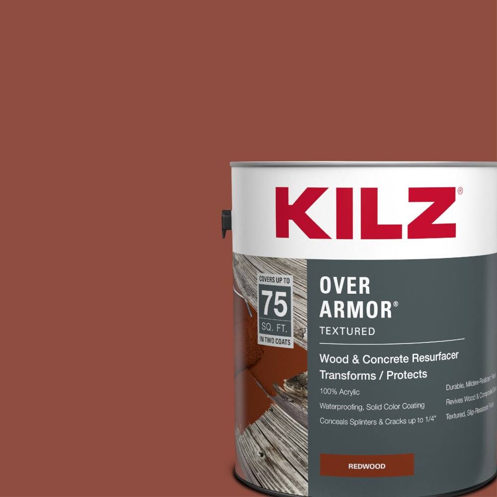 Kilz Over Armor Textured Wood Concrete Coating 1 Gallon Redwood