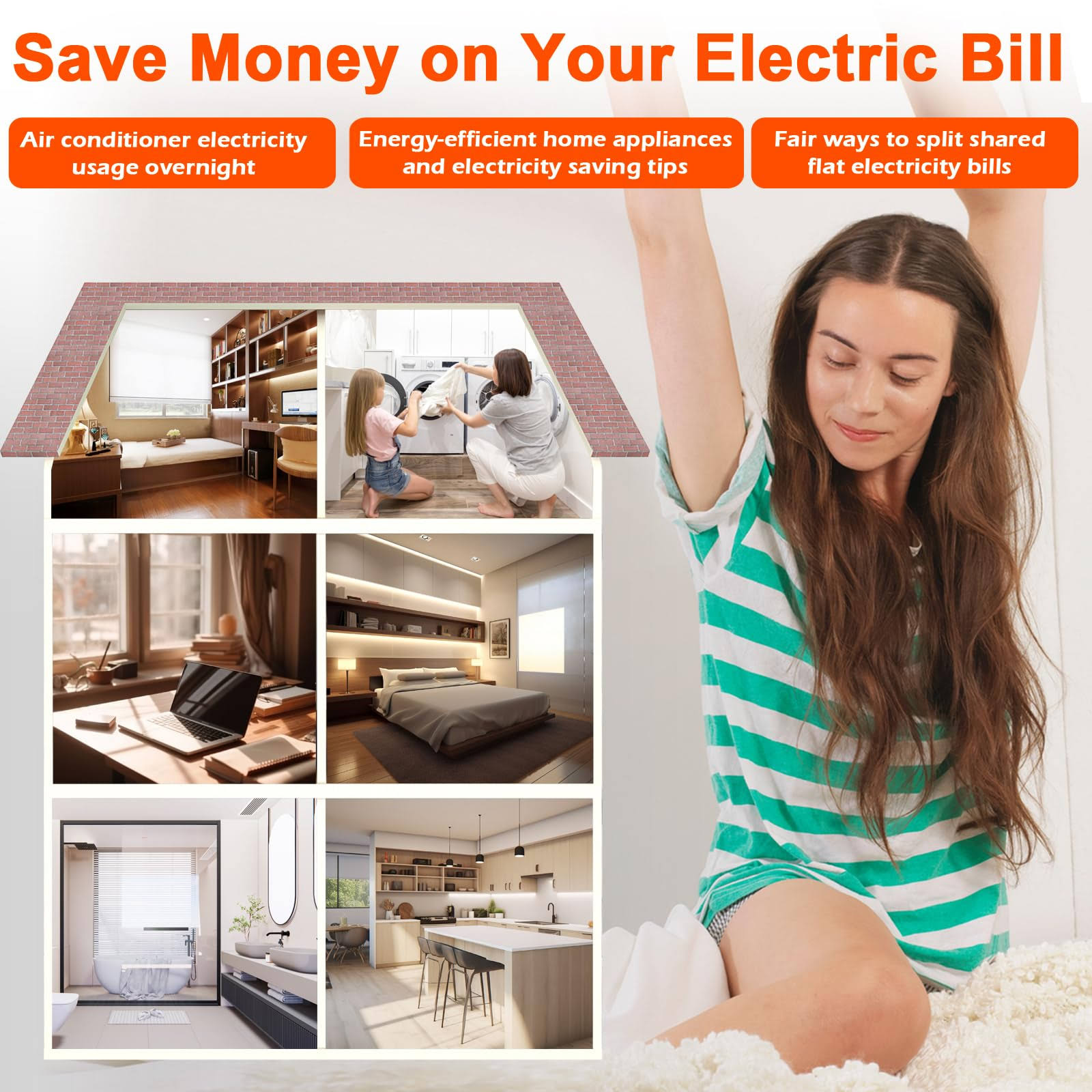 Fayleeko Upgraded Brighter LCD Display Night Vision Power Meter Plug, Power Consumption Monitor Energy Voltage Amps Electricity Usage Mon