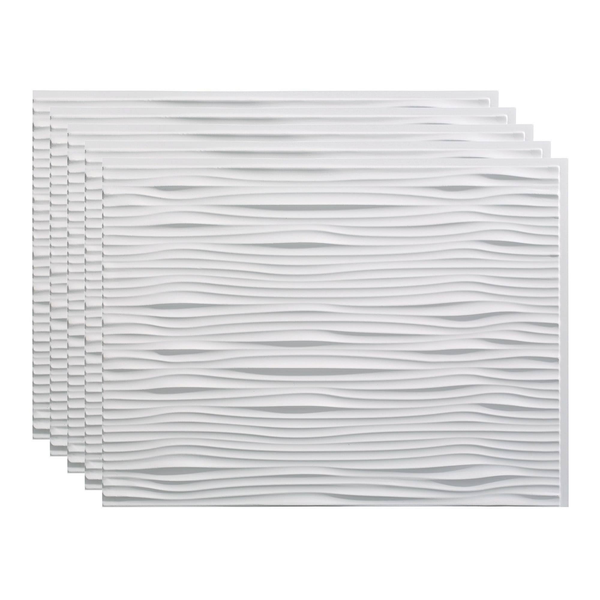 Fasade 18in x 24in Waves Matte White Backsplash Panel (5 Pack)