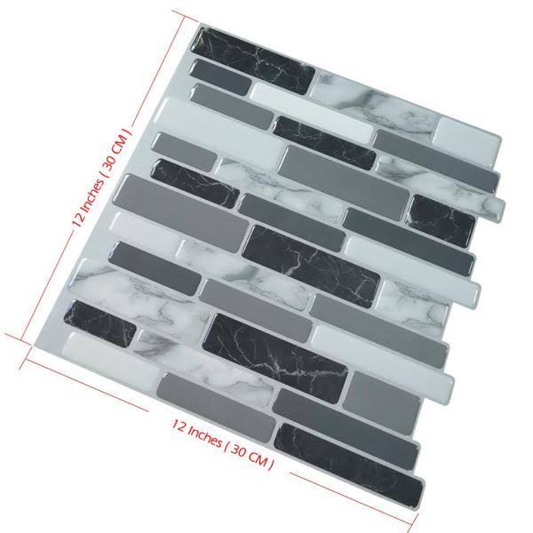 Art3d Grey Peel and Stick Wall Tile Backsplash for Kitchen (10-Pack)