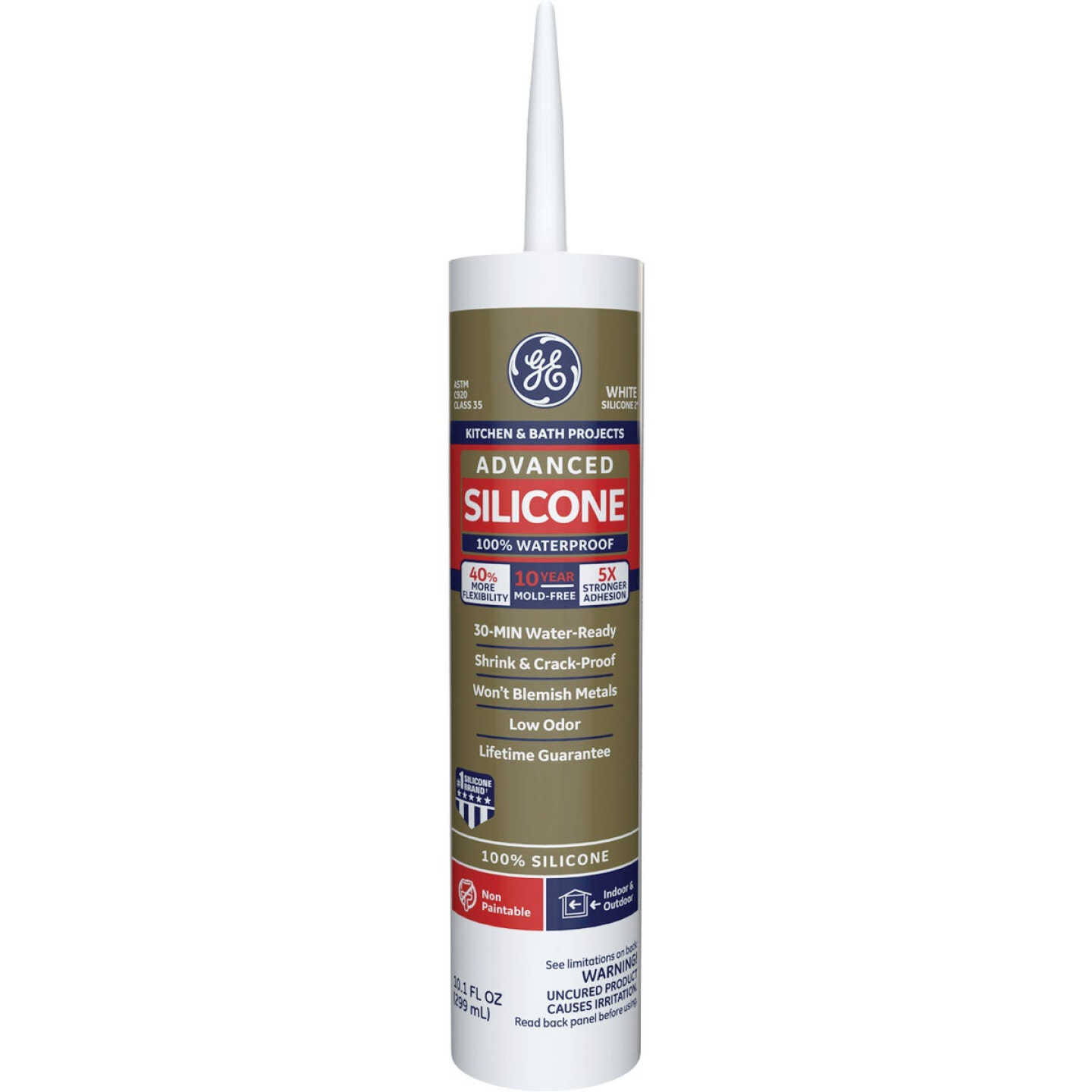 GE Advanced Silicone 2 Kitchen & Bath Sealant- White- 10.1 oz