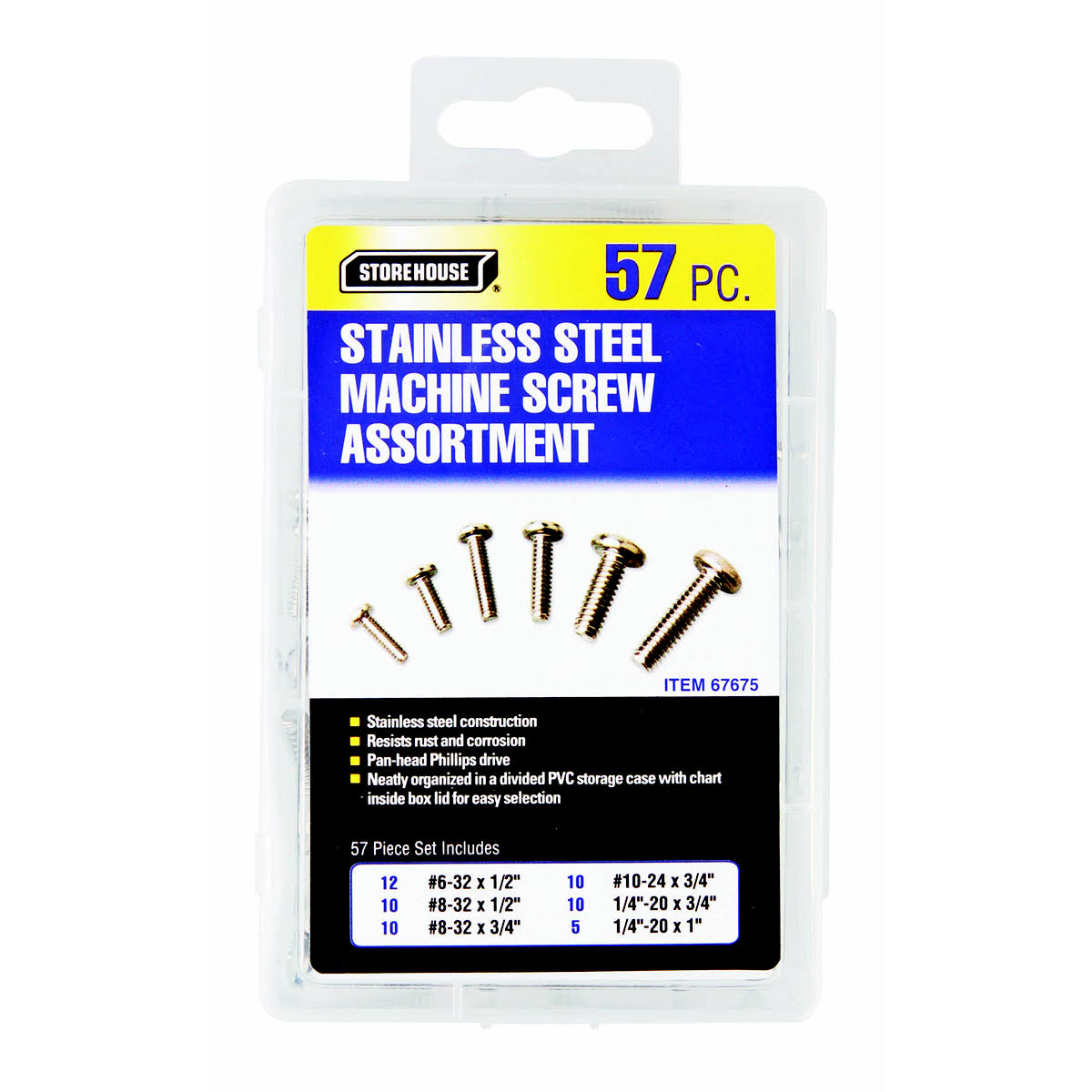 Storehouse Stainless Steel Machine Screw Kit, 57 Piece 67675