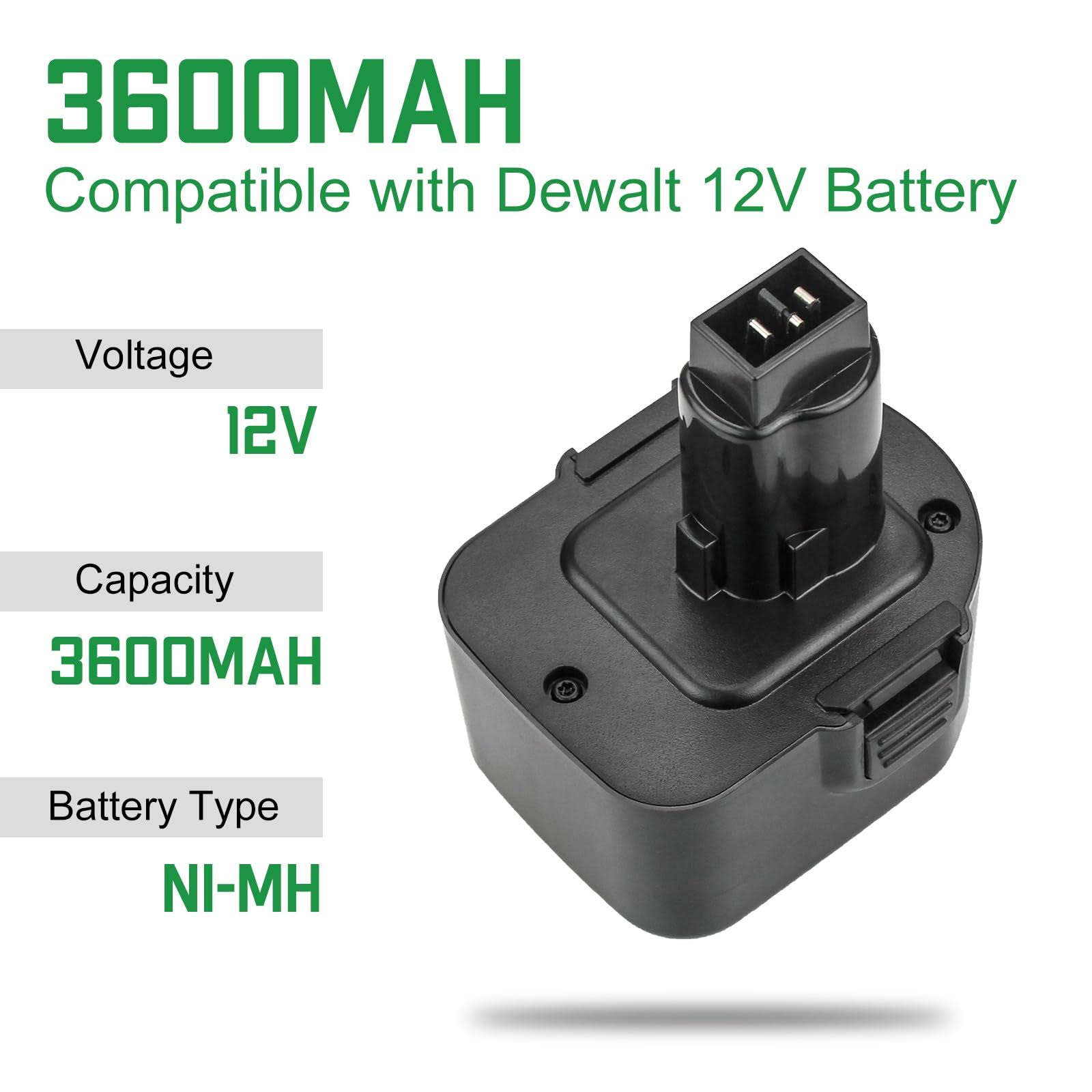 2 Pack Battery Replacement Battery Compatible with DeWalt 12V Battery 3.6Ah DC9071 DW9072 DW9071 DE9074 DE9037 DE9071 DE9072 DE9075 for 12 Volt