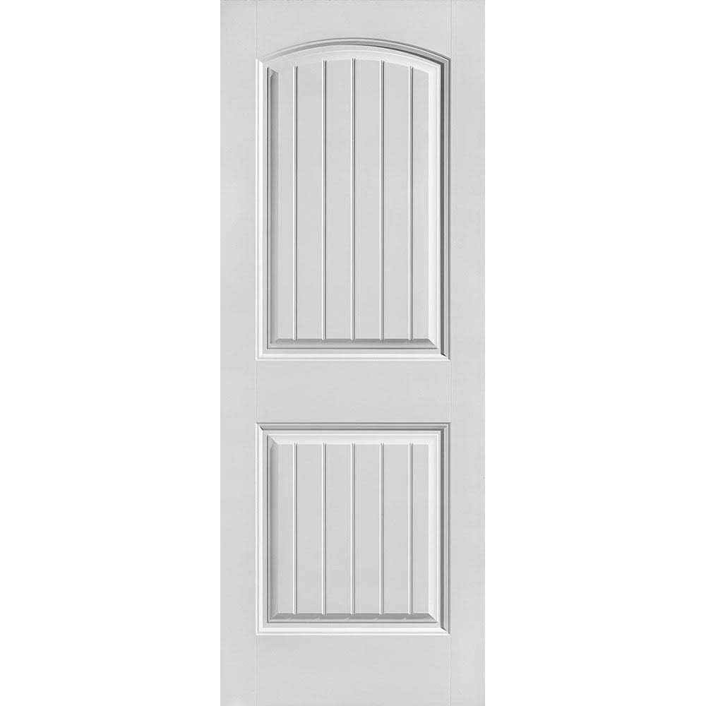 Masonite 30 in. x 80 in. Cheyenne Smooth 2-Panel Camber Top Plank Hollow Core Primed Composite Interior Door Slab 24881